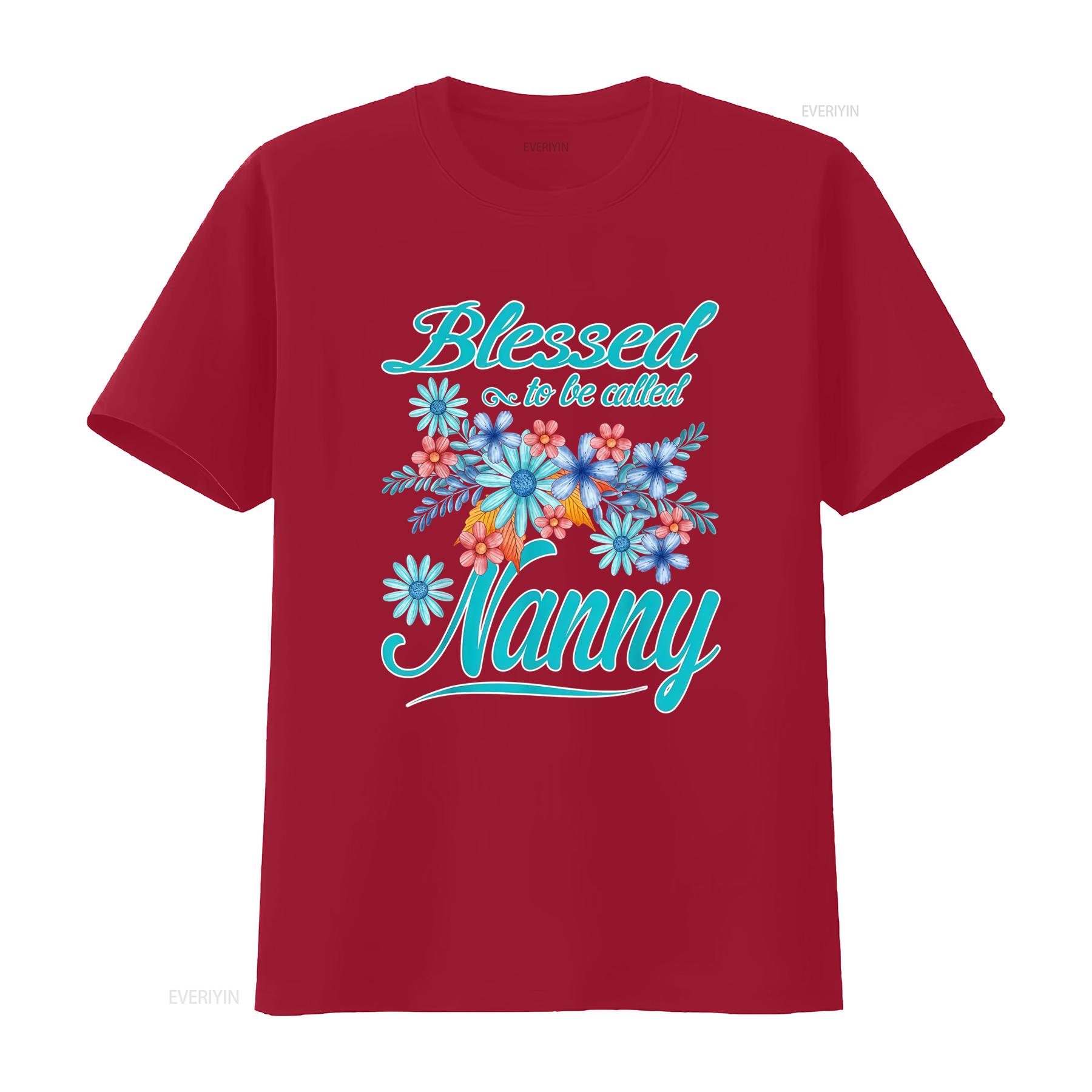

Blessed To Be Called Nanny Floral Print T Shirt Perfect Mothers Day vintage Washed Casual designer clothes Unisex Stretched S