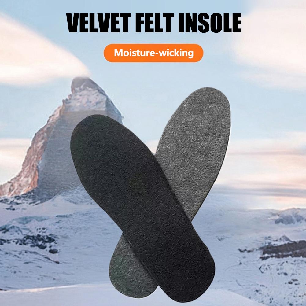 Premium Thickened Felt Shoe Insoles Winter Warm Anti Odor Breathable Moisture Wicking Custom Fit Unisex Foot Support for Work