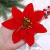 60/5PCS Red Christmas Flowers with Clips Artificial Large Christmas Flower Floral Xmas Tree Ornament New Year Party Decoration