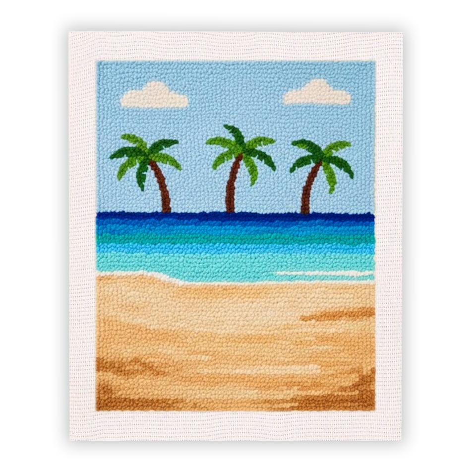 

Punch Needle Kits Landscape Magic Punch Embroidery Kits for Adults Beginner Tool with Frame Fabric Yarns and Sewing Needles 25x30cm