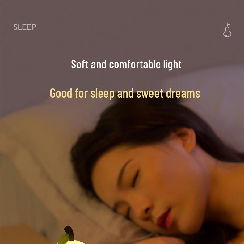Silicone Pear Night Light: Cute Bedside Lamp for Girls' Birthday Gift
