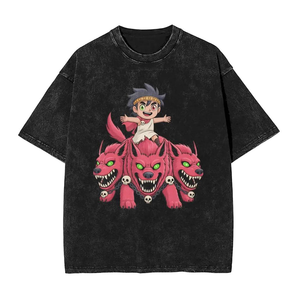 Classic Retro Game Hades Zagreus Funny Graphic Print T-Shirt Men Women Vintage Washed Cotton Y2K Harajuku Unisex Oversize Streetwear Short Sleeve Top