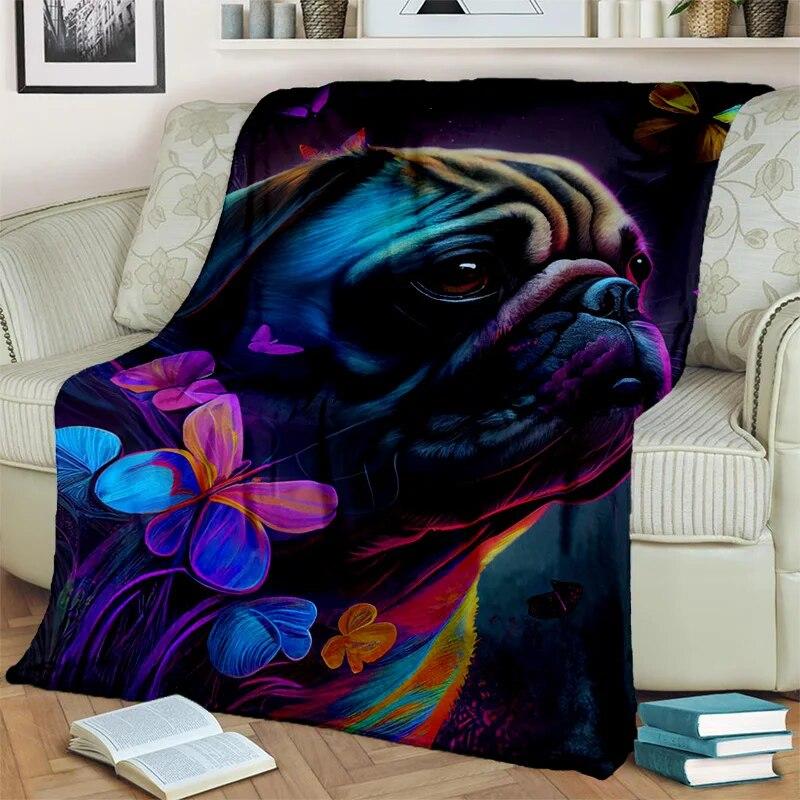 Cute Dog Husky, Samoye, Chihuahua, Koki Pomeranian Cartoon Blanket,Soft Throw Blanket for Home Bedroom Sofa Cover Blanket Kids