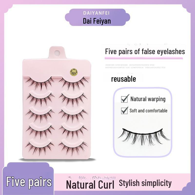 Cartoon Barbie Beginner False Eyelashes - Natural Thick 5 Pairs