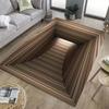 3D Optical Illusion Rug Wood Plank Design Depth Effect Modern Living Room Carpet for Contemporary Home Decor