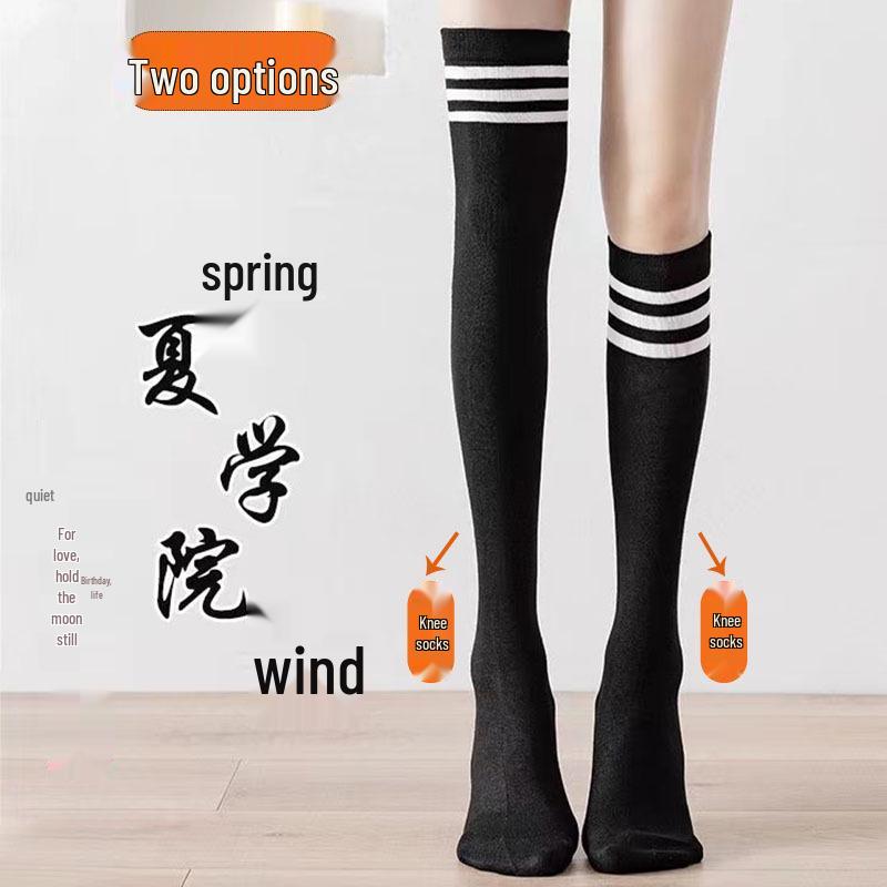 Women's Over-the-Knee High Socks: Summer Black Japanese School Style Trendy, Thin, High-Top Long Socks for Students