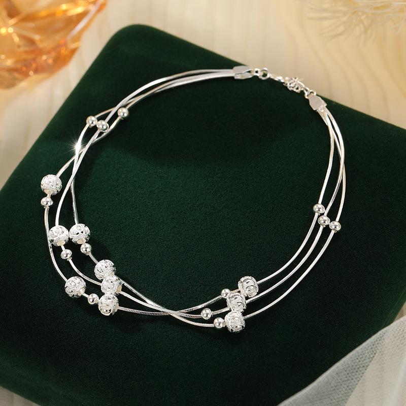 

Браслет на ногу из серебра 925 пробы с резной круглой бусиной «Баньяновое дерево» - Подарок для женщин в стиле «Новый Китайский» и «Легкая роскошь» 925 Silver