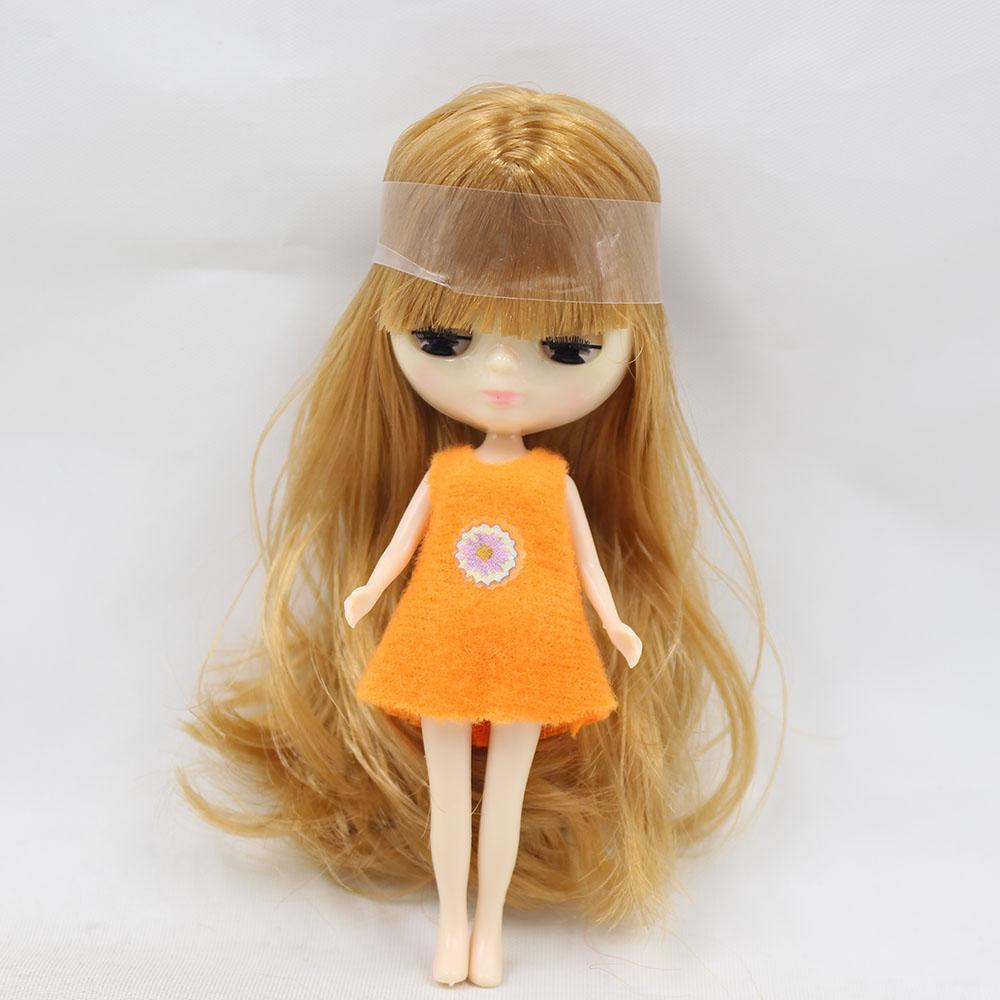 Mini Blyth with bangs nude doll 10CM different hair color with random dress cloes eyes normal body DIY fashion toys