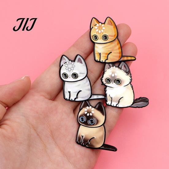Cat Lover Brooch Cartoon Pin for Clothing, Enamel Kitten Alloy Badge Decorative Clothing Pin, Backpacks Hats Scarves Accessory, Gift Lovers