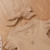 0-24M Baby Girls Boys Cotton Romper Autumn Spring Warm Solid Color Romper 2Pcs Newborn Baby Girl Boy Pit Cotton Jumpsuit Outfits