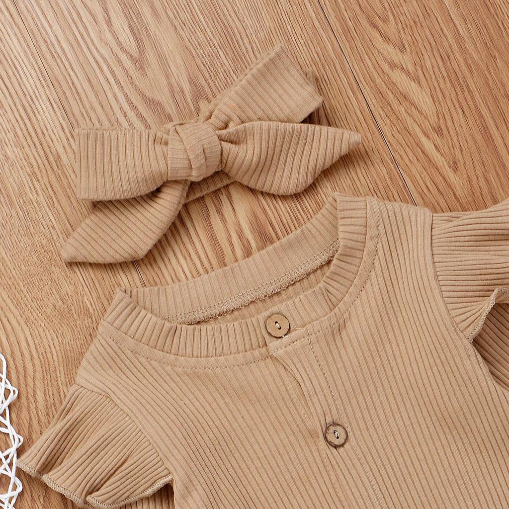 0-24M Baby Girls Boys Cotton Romper Autumn Spring Warm Solid Color Romper 2Pcs Newborn Baby Girl Boy Pit Cotton Jumpsuit Outfits