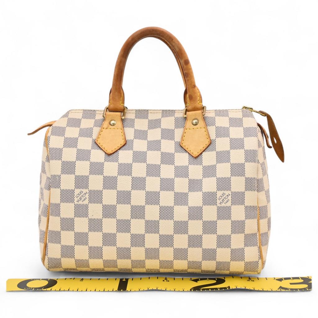 Auth LOUIS VUITTON Damier Azur Speedy 25 Boston Bag Handbag PVC N41371 lv5557nj