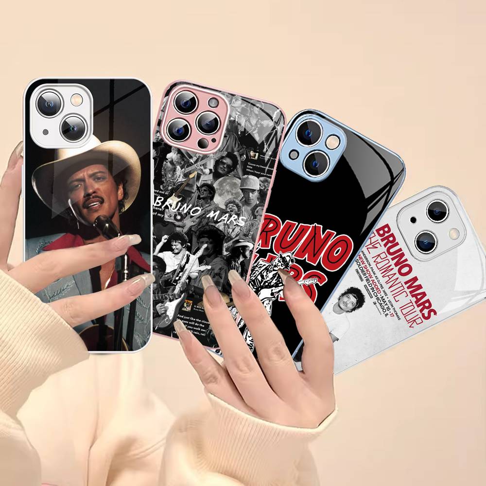 Célèbre Bruno Mars Le Romantique Pour IPhone 14 13 12 Mini 11 Pro XS Max X XR 14 Plus Coque en Verre Trempé