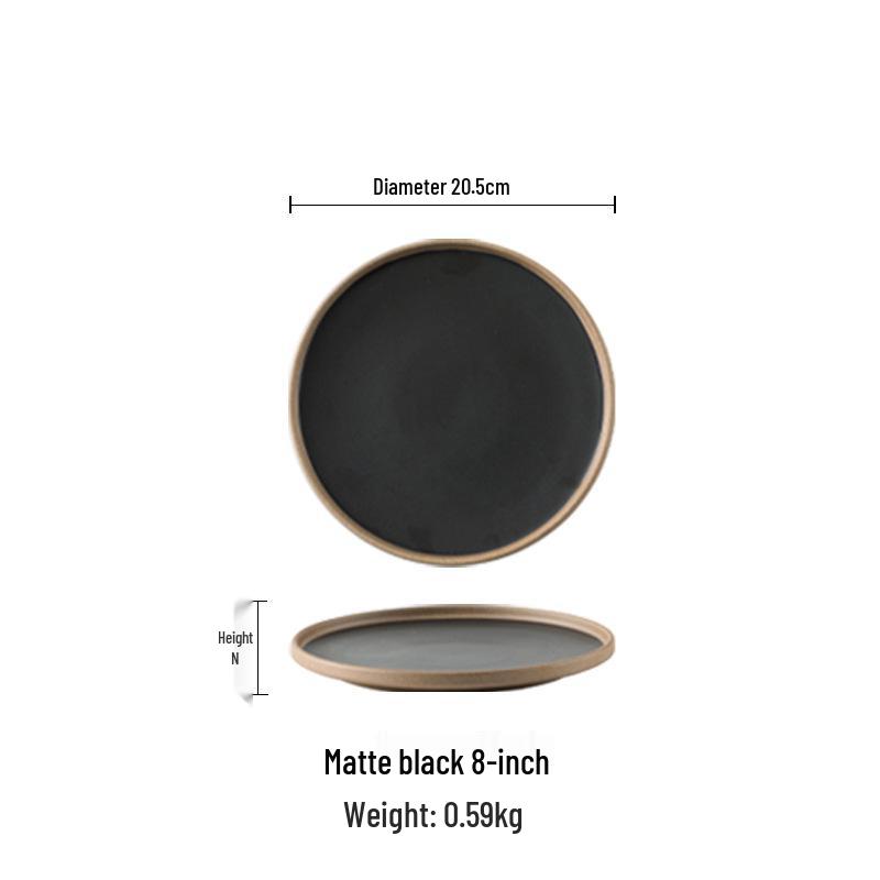 Японская грубая керамика Круглая обеденная тарелка для стейка, суши и десертов