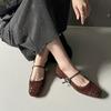 2025 Autumn New Retro Square Head Woven Light Mouth Single Shoes with Medium Heel Thick Heel Mary Jane Shoes Fashion Shoes Women