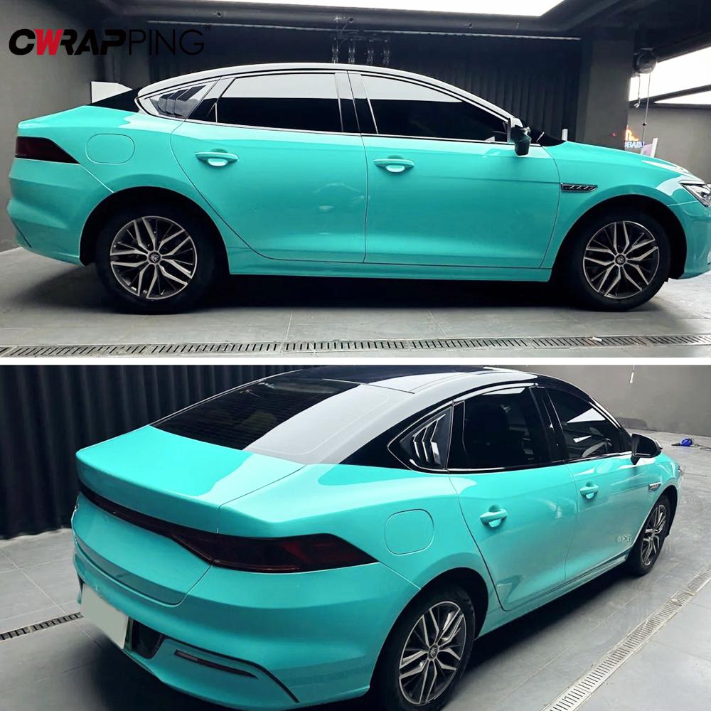 Vinyls Tiffany Blue Car Sticker Vinyl Wrap Custom Stickers Film Wrapping Foil Body Covering Exterior Adhesive Automotive Parts