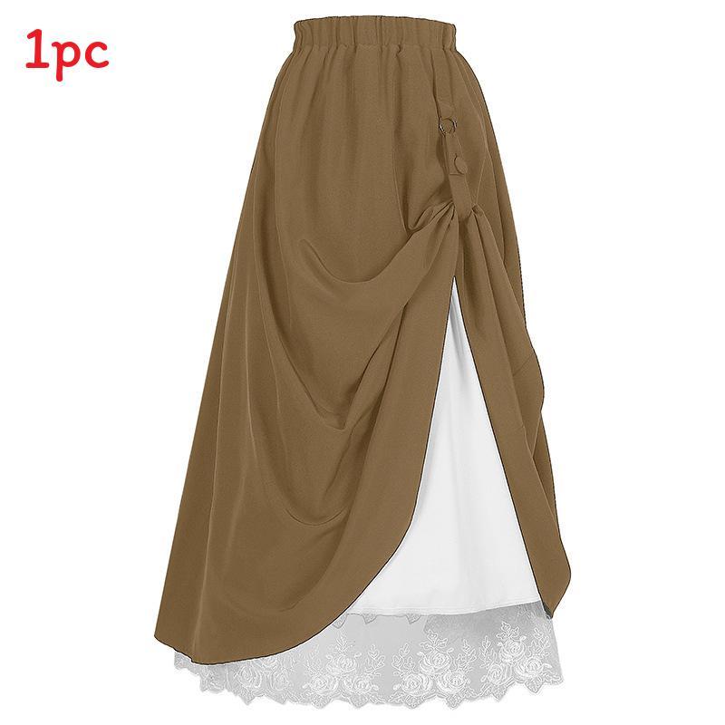 Halloween Gothic Renaissance Skirt With Drawstring For Cosplay And Costumes