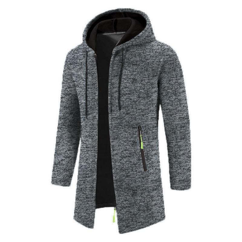 Men S Hooded Cardigan Knit Sweatshirt Loose Fit Long Sleeve