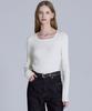 BASIC HOUSE Women'S Square Neck Long Sleeve Sweater Ivory Lykt7204
