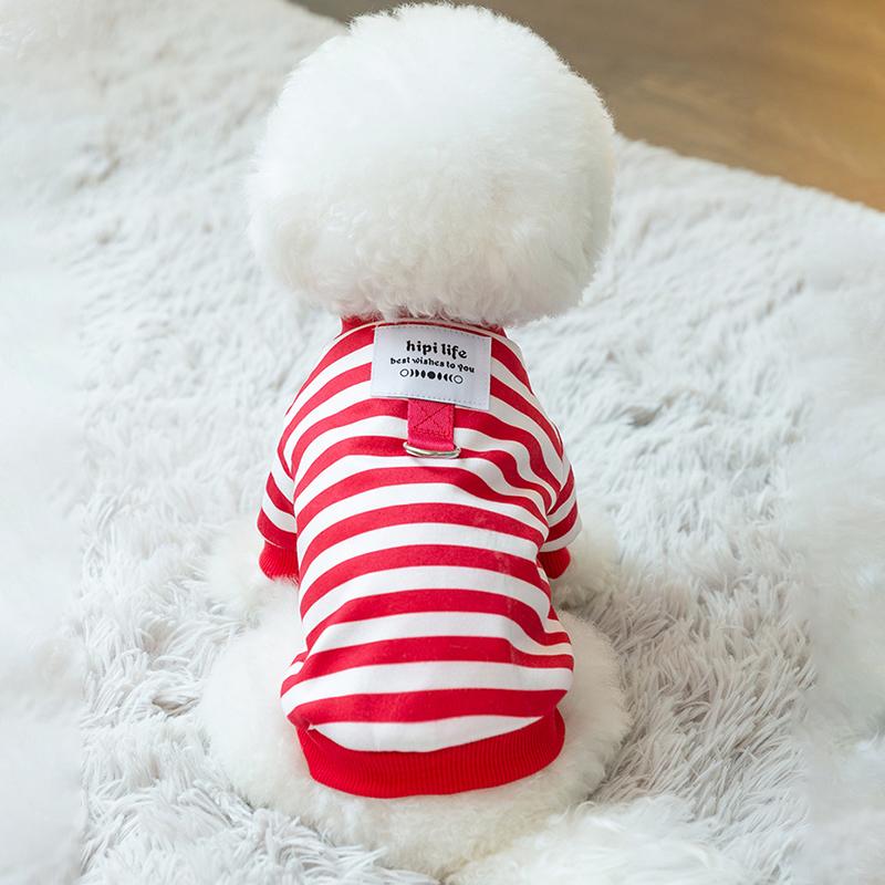 Zimowe Ubranka dla Małych Psów Pet Pasiasta Bawełniana Bluza Ciepła Bluza z Kapturem dla Szczeniaka z D-ringiem Płaszcz na Zimną Pogodę Ubrania dla Kota
