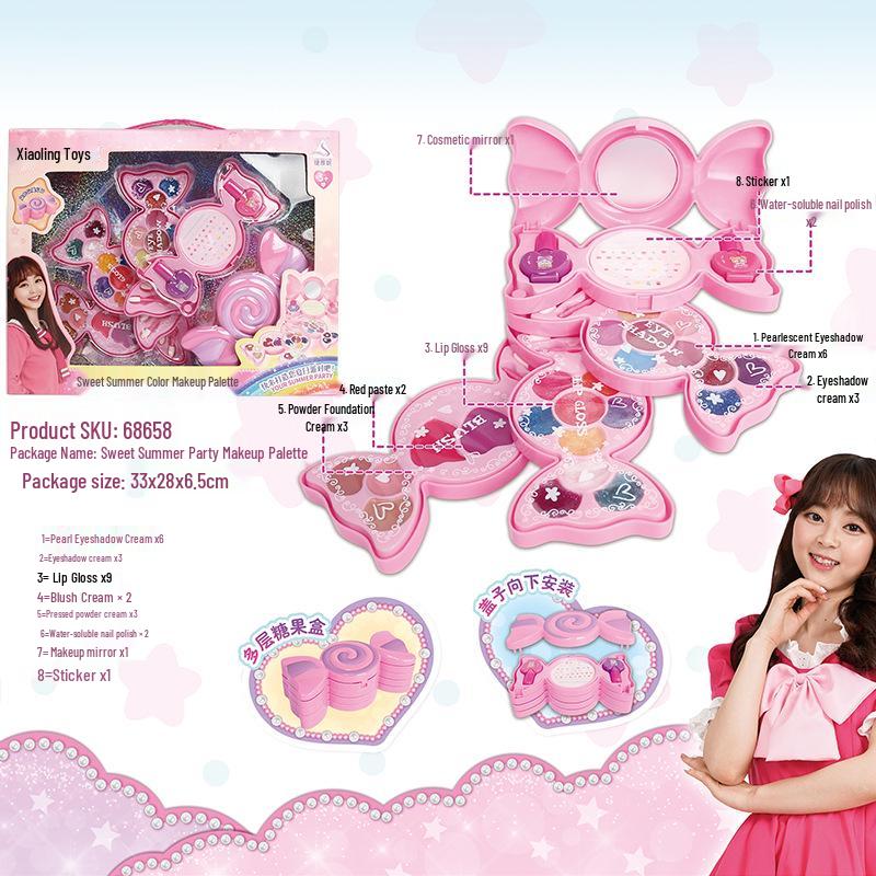 Jieyani Princess Makeup Set for Kids - Pretend Play Kit with Lipstick and Nail Polish