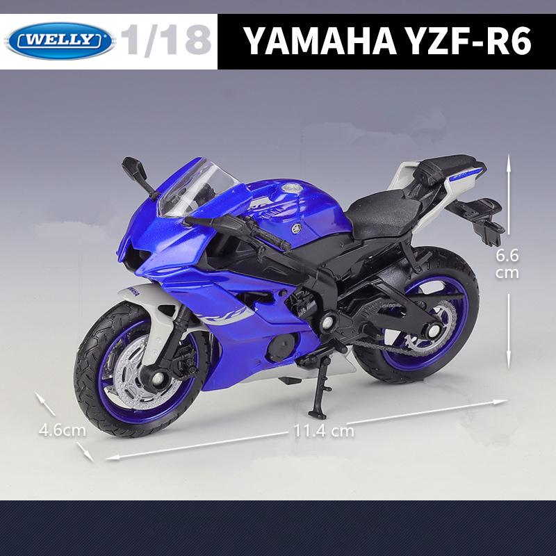 Welly 1/12 Yamaha YZF-R6 Alloy Racing Motorcycle Model Diecast Metal Street Sports Motorbike Model Collection Childrens Toy Gift