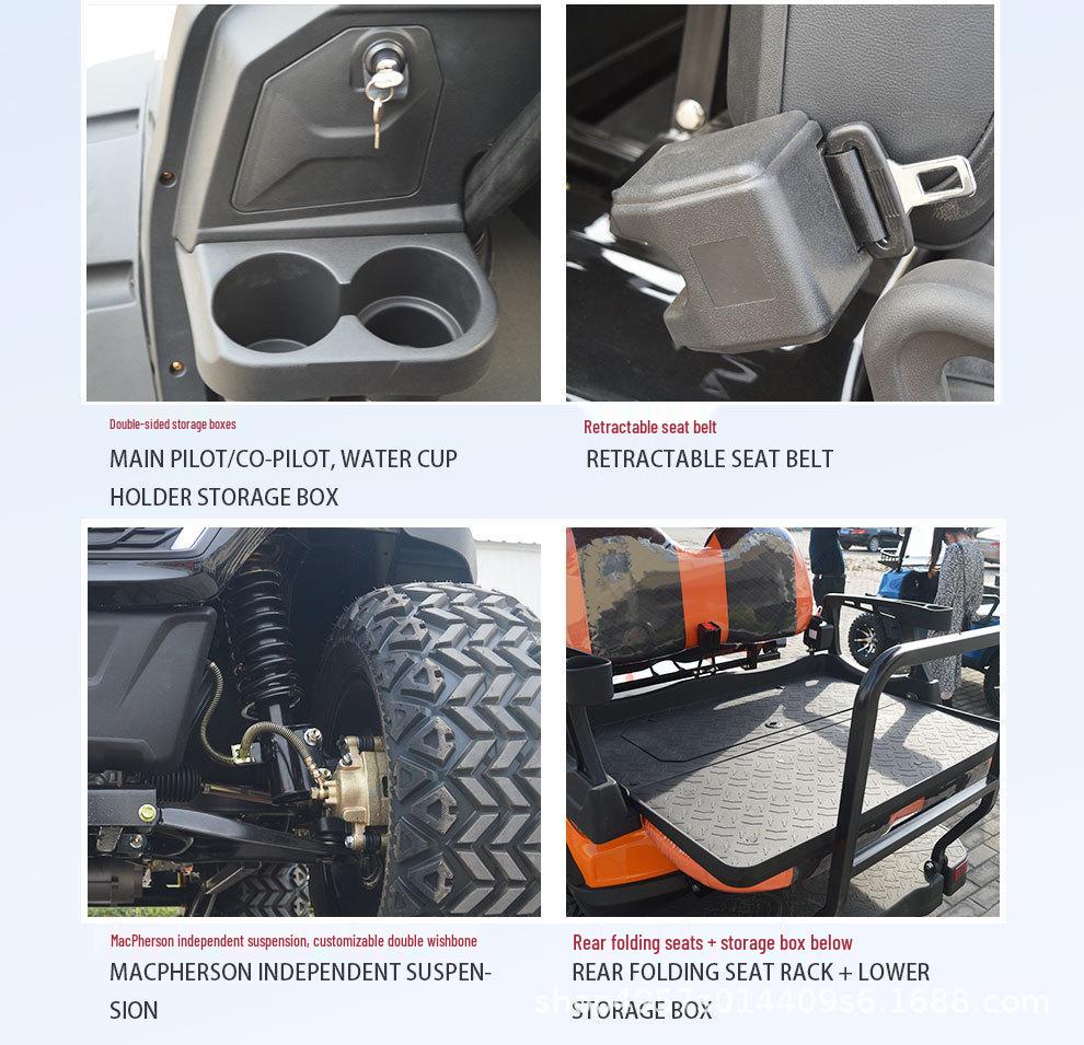 6-Seater Off-Road Electric Golf Cart, 72V Lithium Battery, 5kW Motor, 120km Range Sightseeing Vehicle