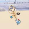 Derpy Moon Cat Keychain Pendant with Star Charm - Cute Kitten Bag Accessory