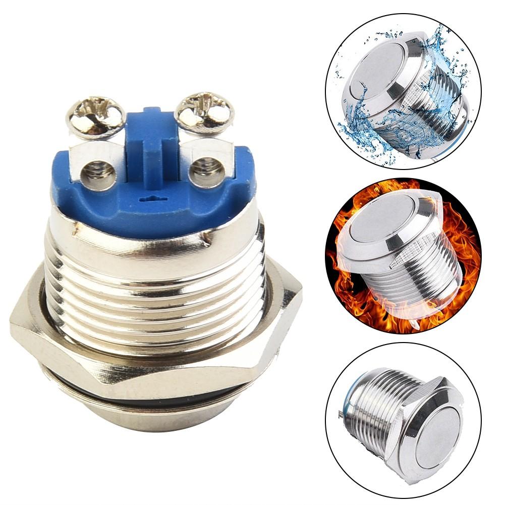 Buton de apăsare metalic 12V 16mm, pornit momentan, oprit, claxon, pornire, alamă