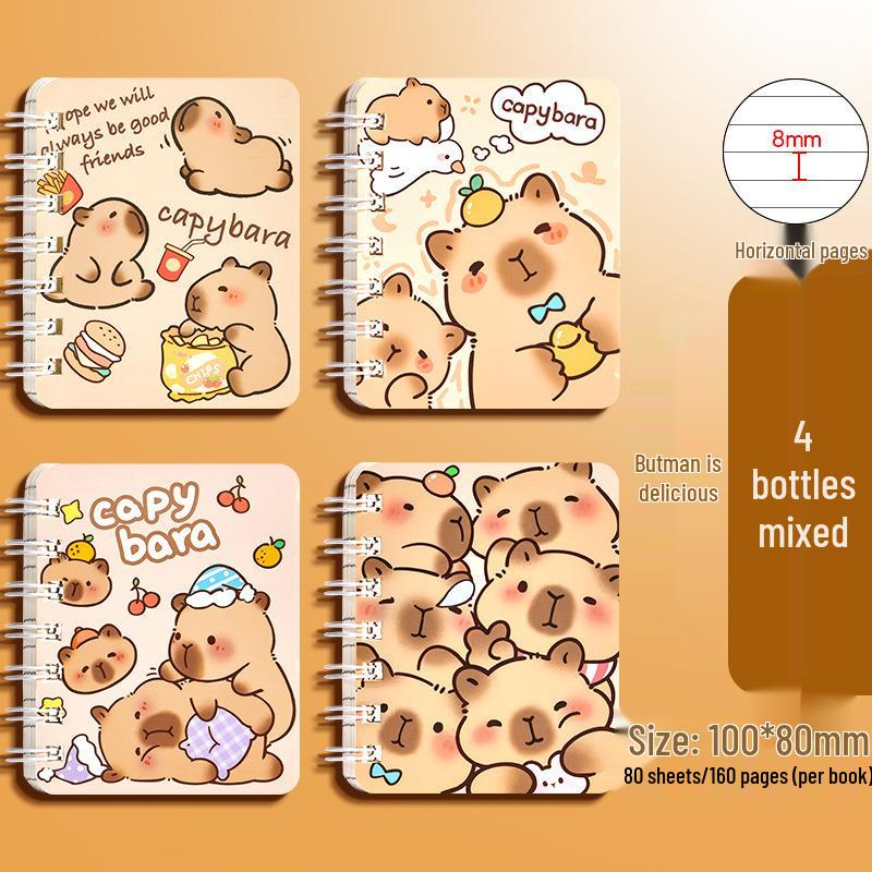 Capybara Cartoon Pocket Notebook for Primary Students - Cute, High-Value, Portable, Small Size