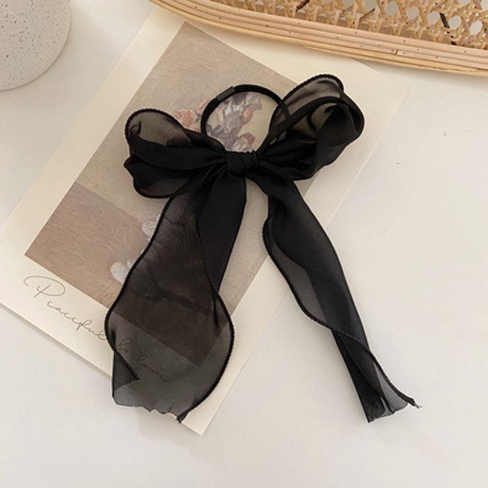 

Летние однотонные кружевные резинки для волос из пряжи и ленты, женские резинки для волос с бантом, держатели для хвостиков, резинки для волос для девочек, аксессуары чёрный