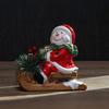 Santa Sleigh Figurine Light Up Ceramic Santa Claus Statue LED