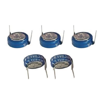 5 Peças/conjunto Alta Densidade de Potência 5,5V Super Capacitor 0,22F Ampla Faixa de Temperatura de Operação Armazenamento de Energia Industrial