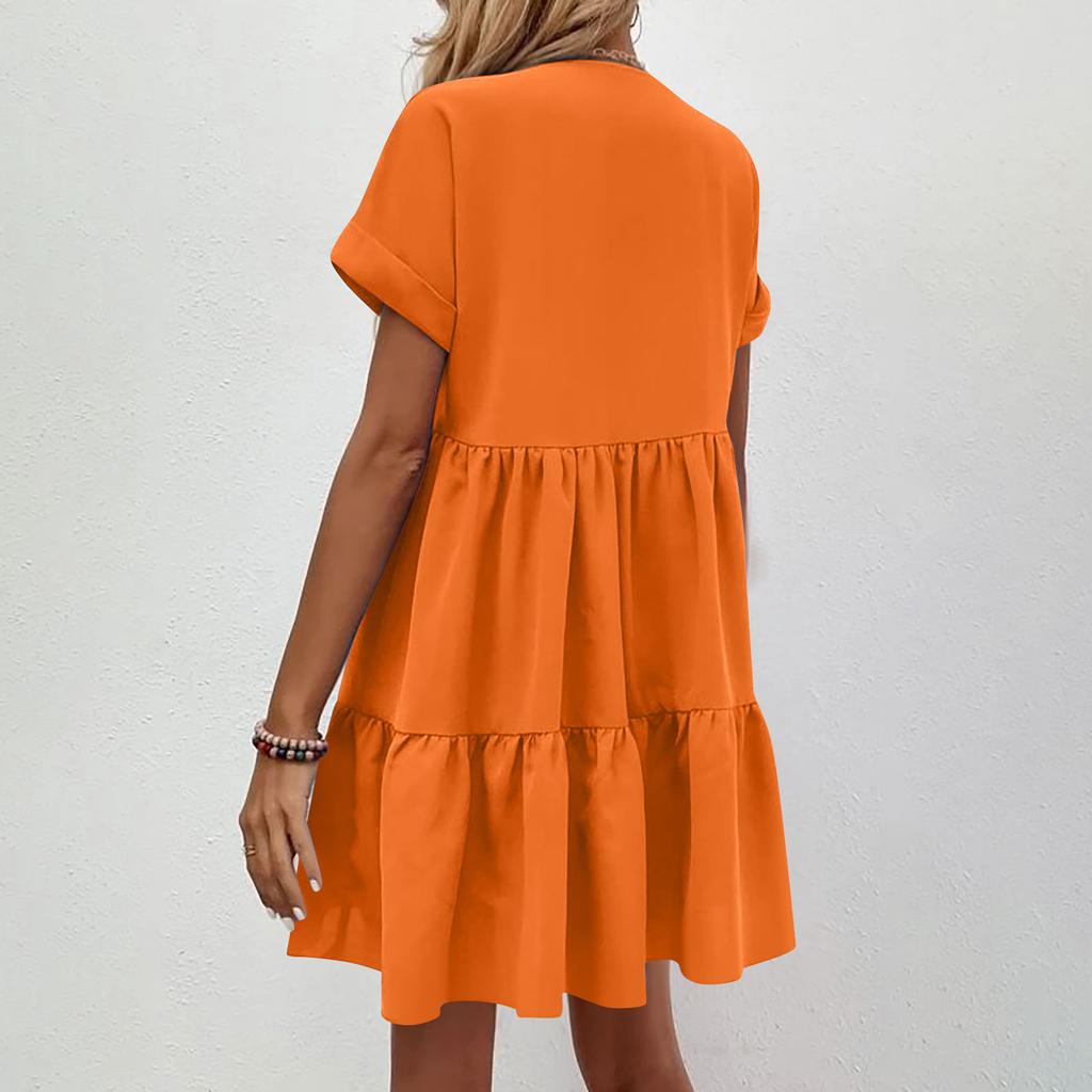 Sieviešu vasaras modes Solid Sexy V kakla ar īsām piedurknēm Beach Flowy Party Maxi