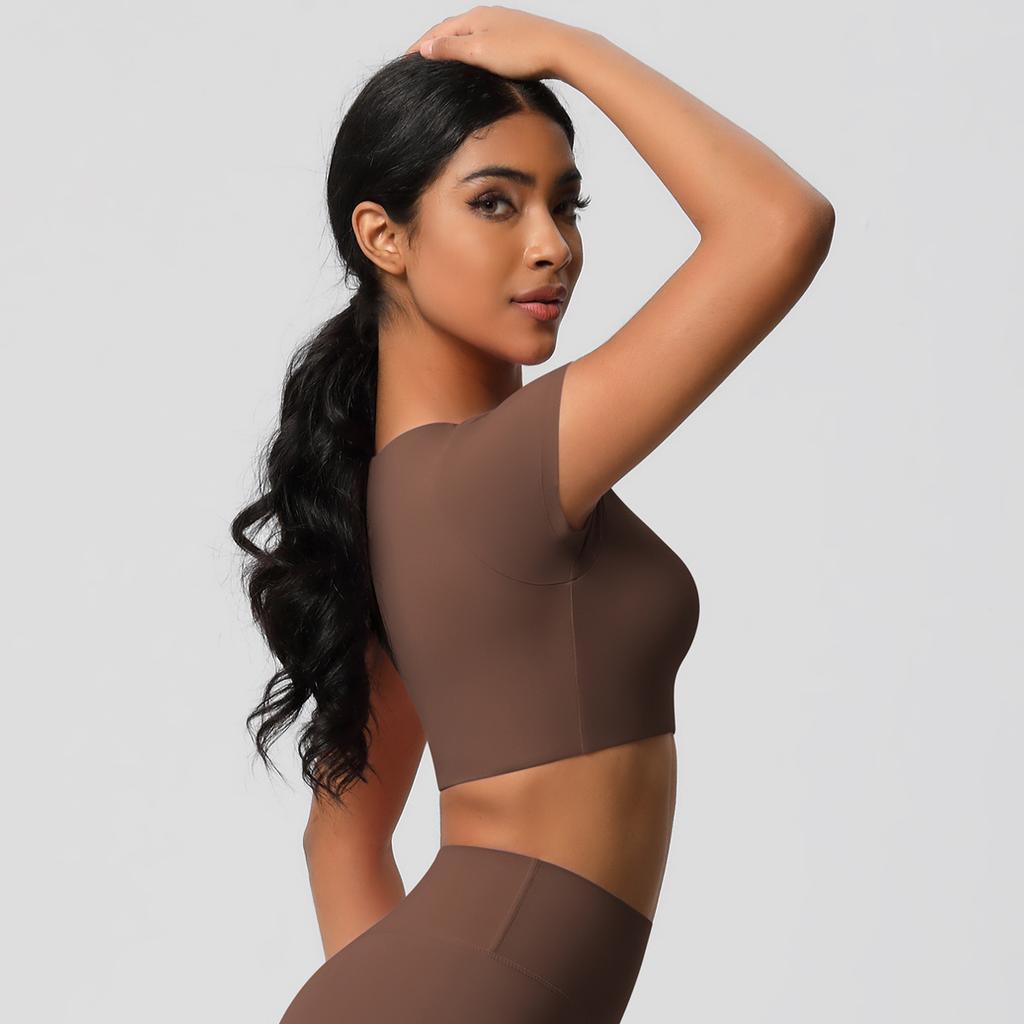 Women High Quality Sport T-Shirts Short-sleeve And with Chest Pads Compressed Quick-dry Super Elastic Suitable For Running Fitness Training Yoga