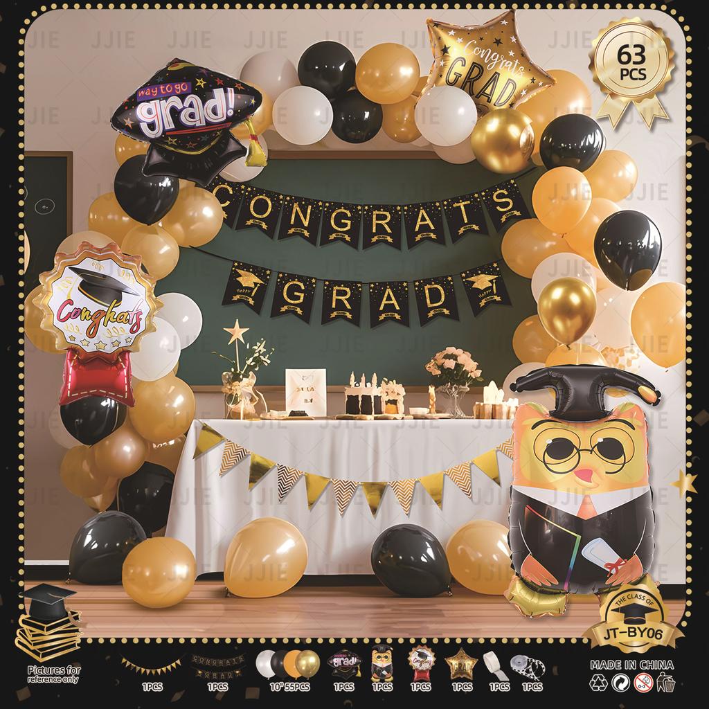 Graduation Party Decoration Balloon Graduation Season Decoration Doctor Hat Cartoon Aluminum Film Balloon Graduation Celebration Set