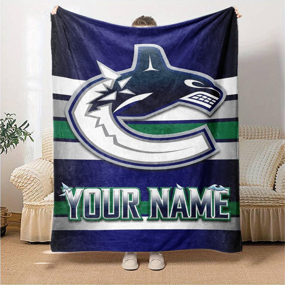Name Custom Vancouver Canucks Print Flannel Blanket High Quality Warm Comfortable Cover for All Seasons Perfect for Gifts Home Decor