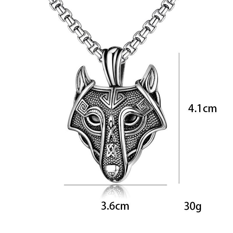 New Titanium Steel Wolf Head Accessory Nordic Viking Titanium Steel Hip Hop Necklace for Men
