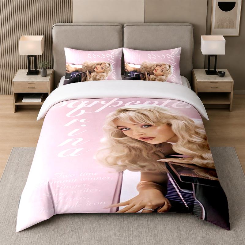 3Pcs Bed Set,Sabrina Carpenter 1 Duvet Cover and 2 Pillowcases, Printed Bedding Decor For Guest Room