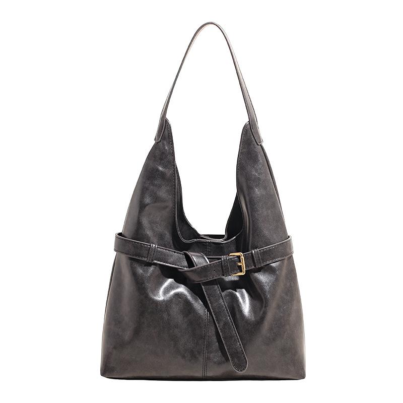 

Повседневная сумка-тоут, сумка-ведро для поездок на работу, дорожная сумка через плечо подмышку класса люкс чёрный