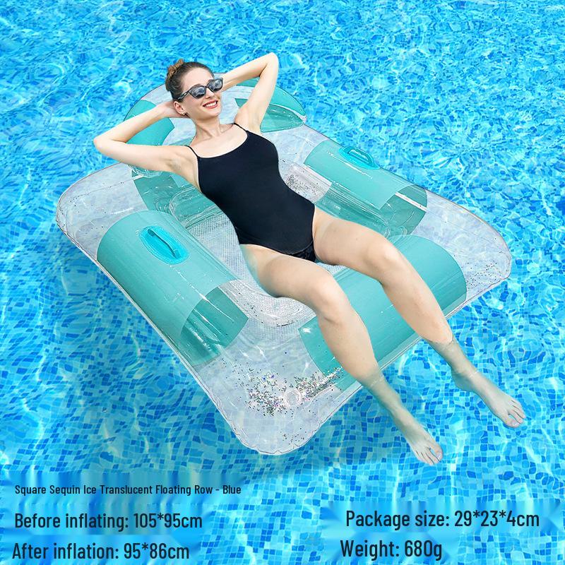 Tumbona Flotante Inflable Plegable Transfronteriza con Respaldo y Malla