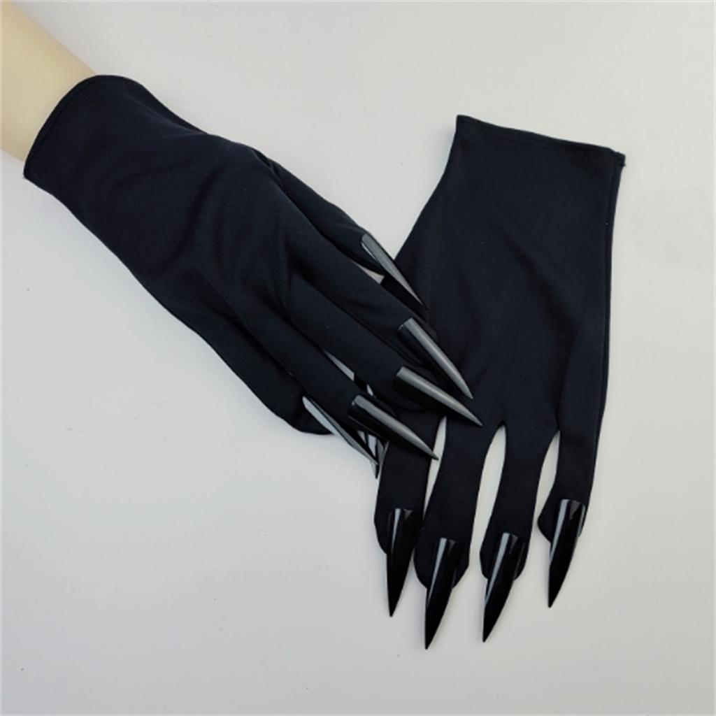 Spooky Long Fingernail Gloves for Halloween Party and RolePlay Game Comfortable Short Cuffs Gloves for Formal Occasion