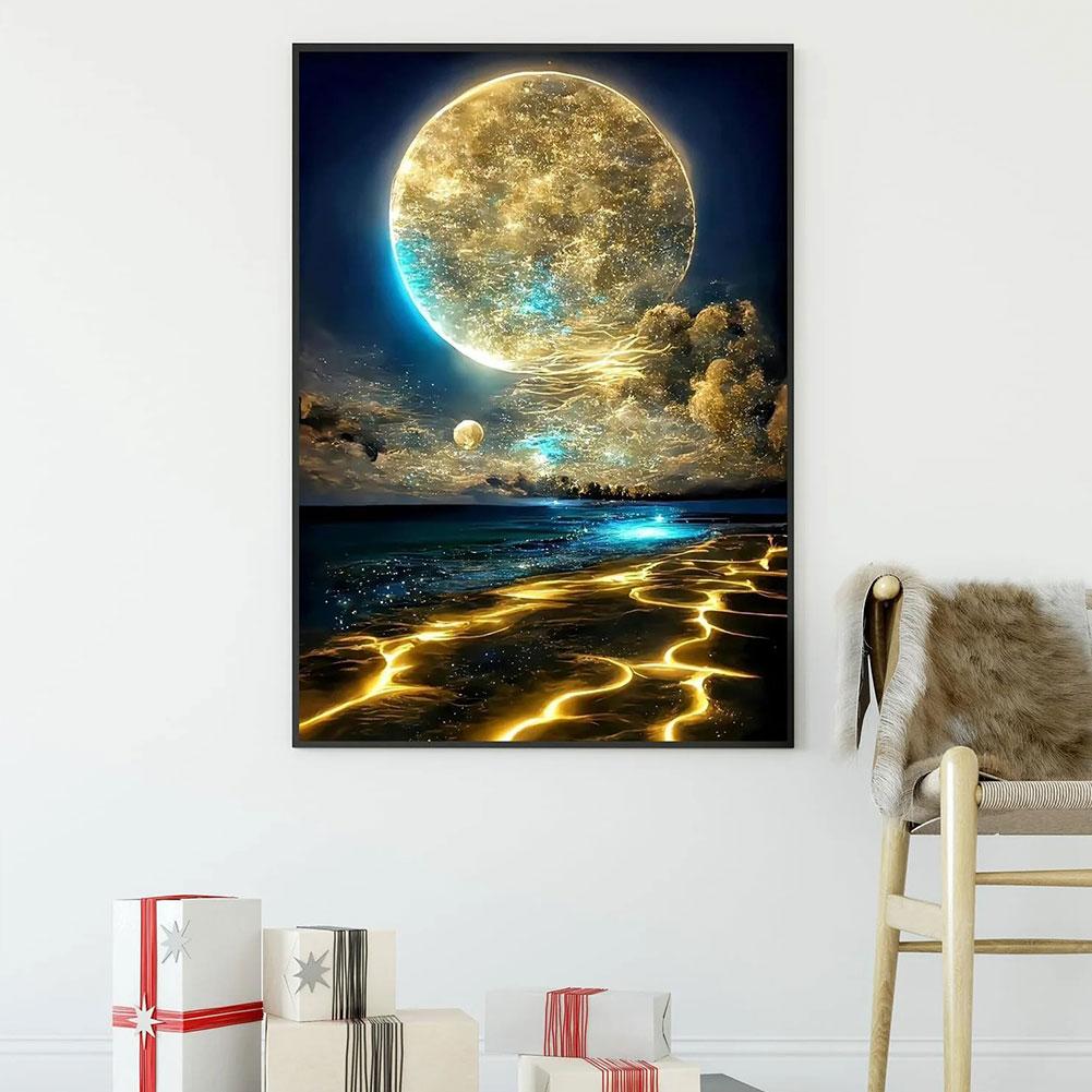 DIY 5D Landscape Beach Cross Stitch Starry Night Clouds Creative Mosaic Wall Home Rhinestone Diy Wall Home Decor Gift