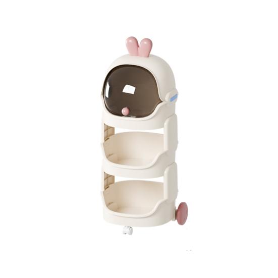 Yousheng Kids Toy Storage Organizer with Wheels And Top Lid Space Duck/Rabbit Design Stackable Rolling Cart for Baby Nursery Playroom Bedroom