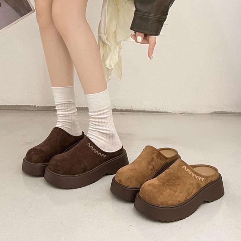 Thick-soled half-slippers women's new autumn one-pedal bag head half-drag single shoes Boken sandals