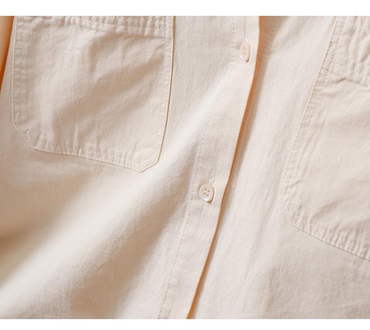 Women's Casual Korean Style Cotton Shirt Jacket - Loose, Slimming, Artistic, Lapel Design for Spring