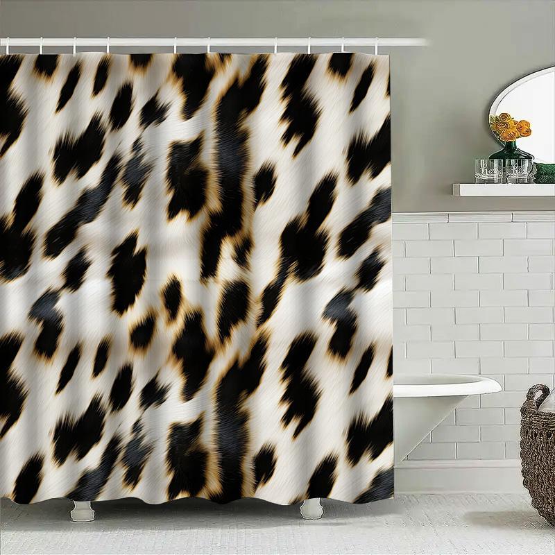 Animal Print Shower Curtain Black White Faux Fur Pattern For Bathroom Decor 72 X 72 Inches Modern Design Home Accessories