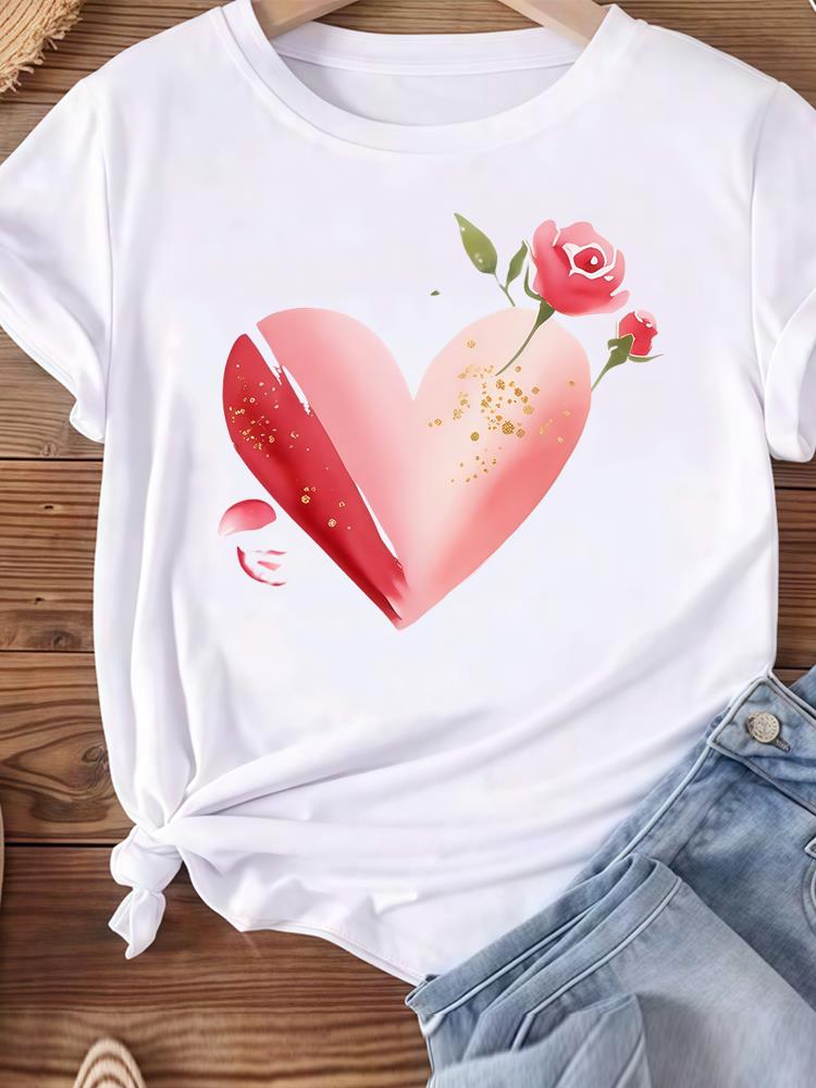 (Asian Size) Women Tee Top Clothing Casual letter cute 90s lovely  Short Sleeve T Shirt Fashion Printed Lady Female Graphic T-shirts