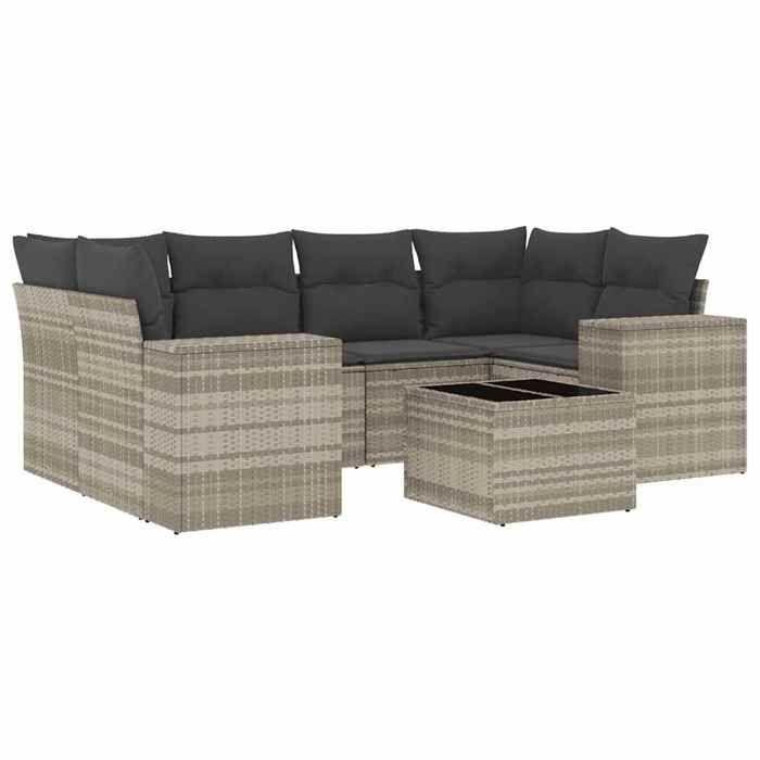 VidaXL Garden Lounge Set with Cushions 7 Pcs, Patio Sofas, Patio Furniture Set, Outdoor Furniture, Grey 3254659