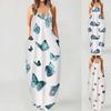 Women's Fashion Summer Casual Print V-Neck Sexy Sleeveless Dresses Long